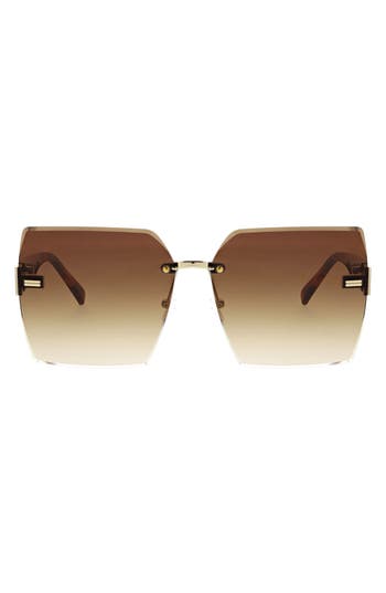 Oscar De La Renta 63mm Large Rimless Square Sunglasses In Tort