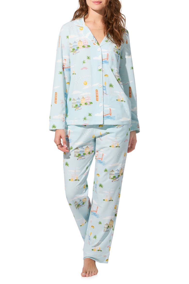 Print Jersey Pajamas, Main, color, CITY BY THE BAY