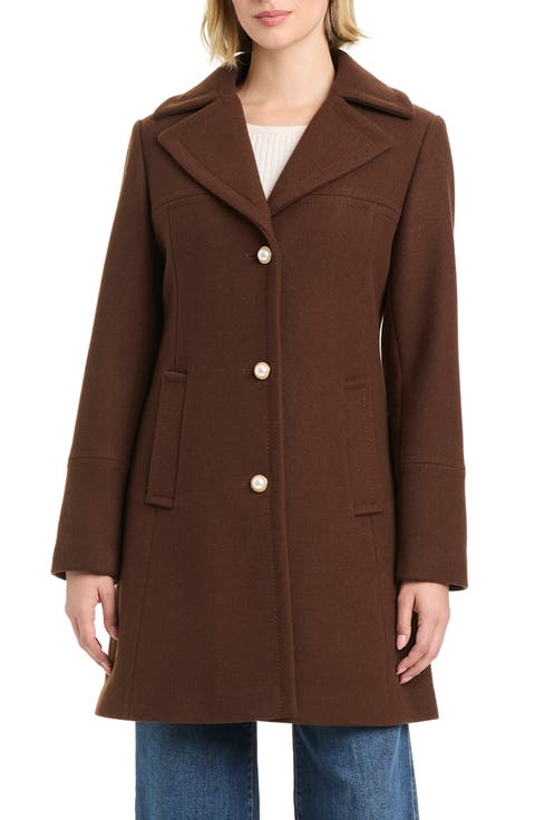Pearl Button Wool Blend Coat