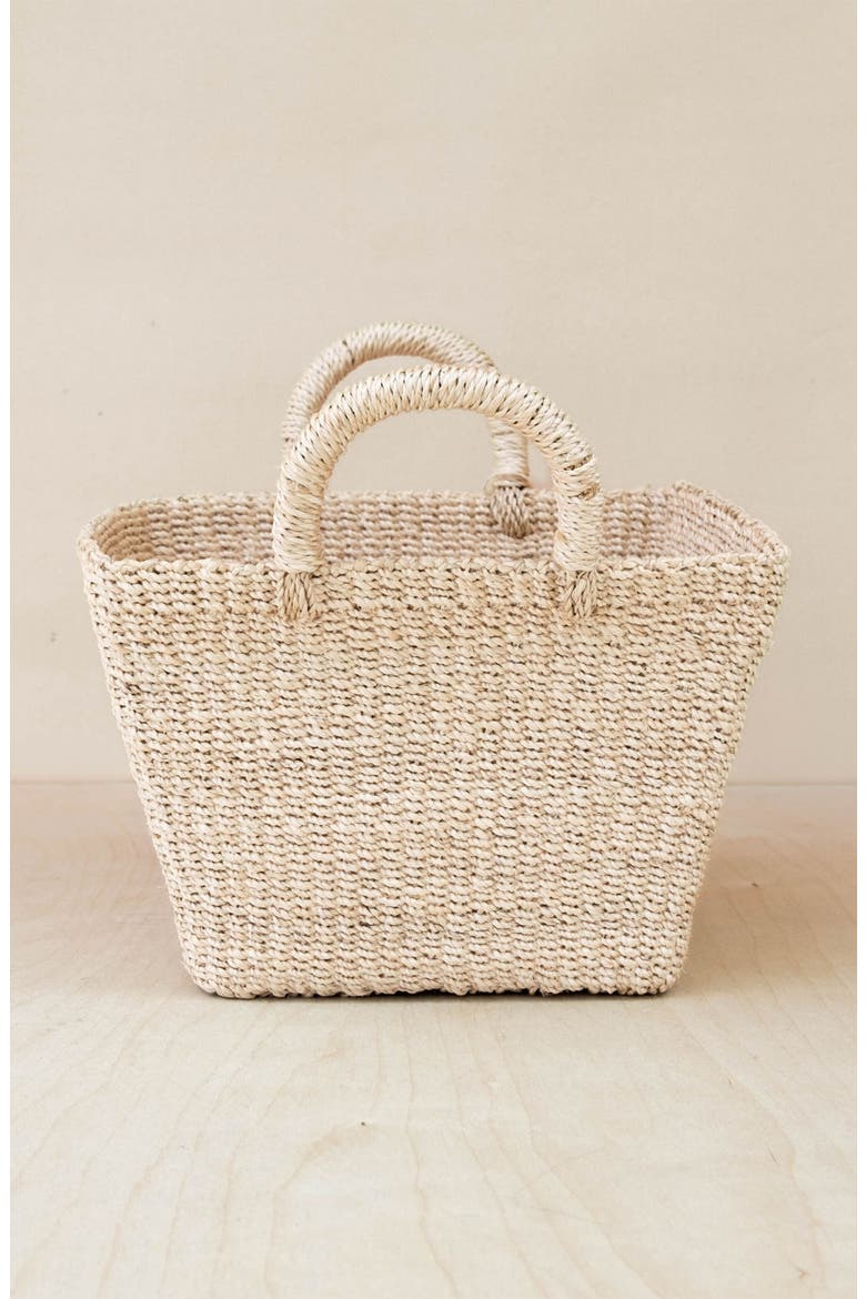 Tapered Square Tabletop Basket with Handles, Alternate, color, Natural