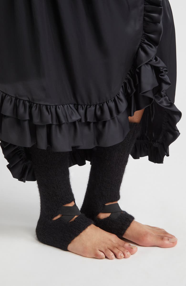 Meruert Tolegen Hand Knit Cutout Leg Warmers, Alternate, color, Black