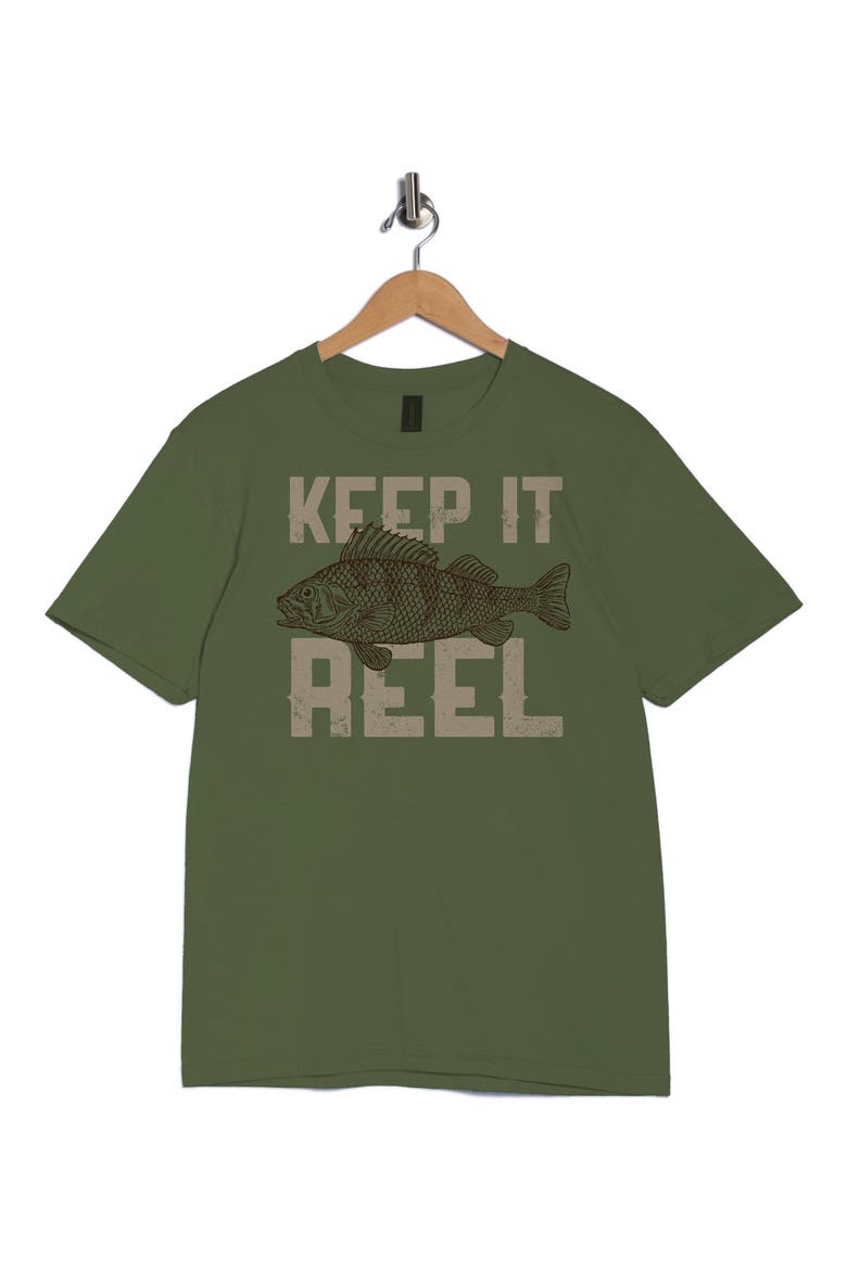 Duke & Sons Fish Reel Perch Cotton T-Shirt, Alternate, color, MILITARY GREEN