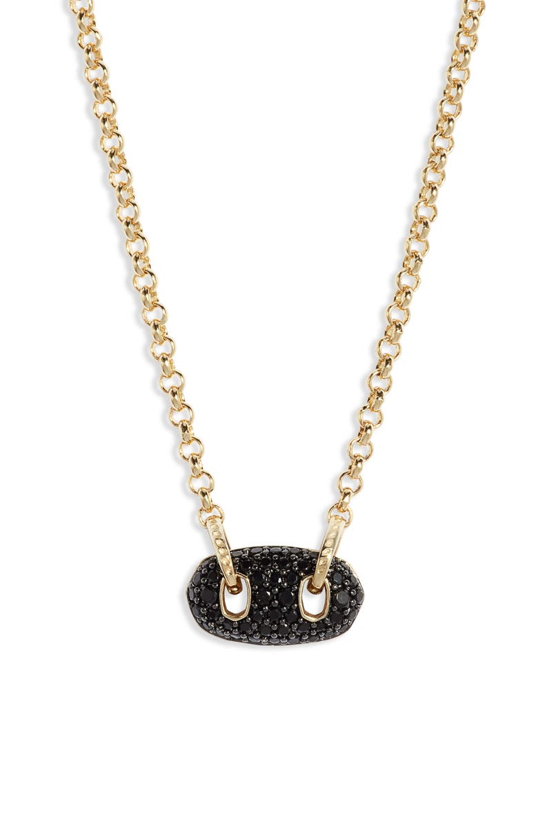 Kendra Scott Bailey Pavé Link Pendant Necklace, Main, color, Gold Black Crystal