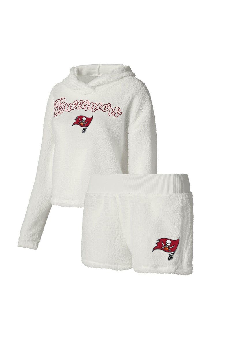 Women's Concepts Sport  White Tampa Bay Buccaneers Fluffy Pullover Sweatshirt & Shorts Sleep Set, Main, color, White