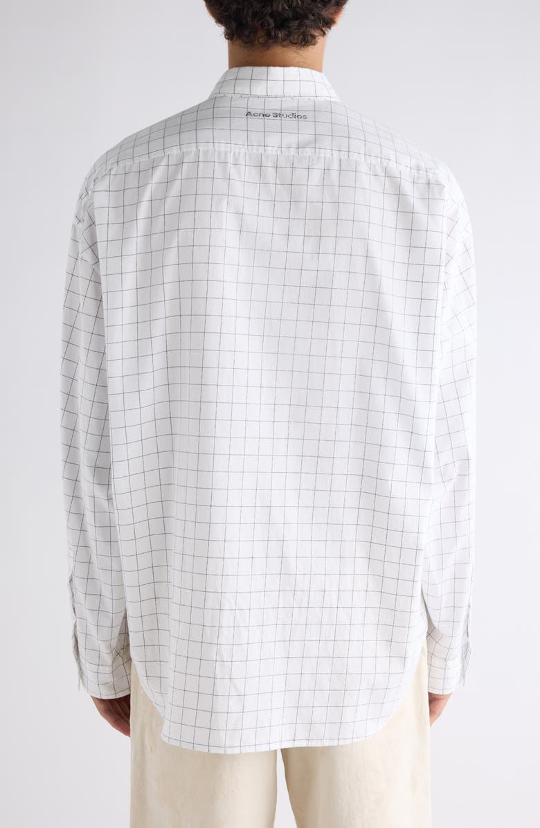 Acne Studios Setar Windowpane Plaid Brushed Cotton Button-Up Shirt, Alternate, color, White/ Black