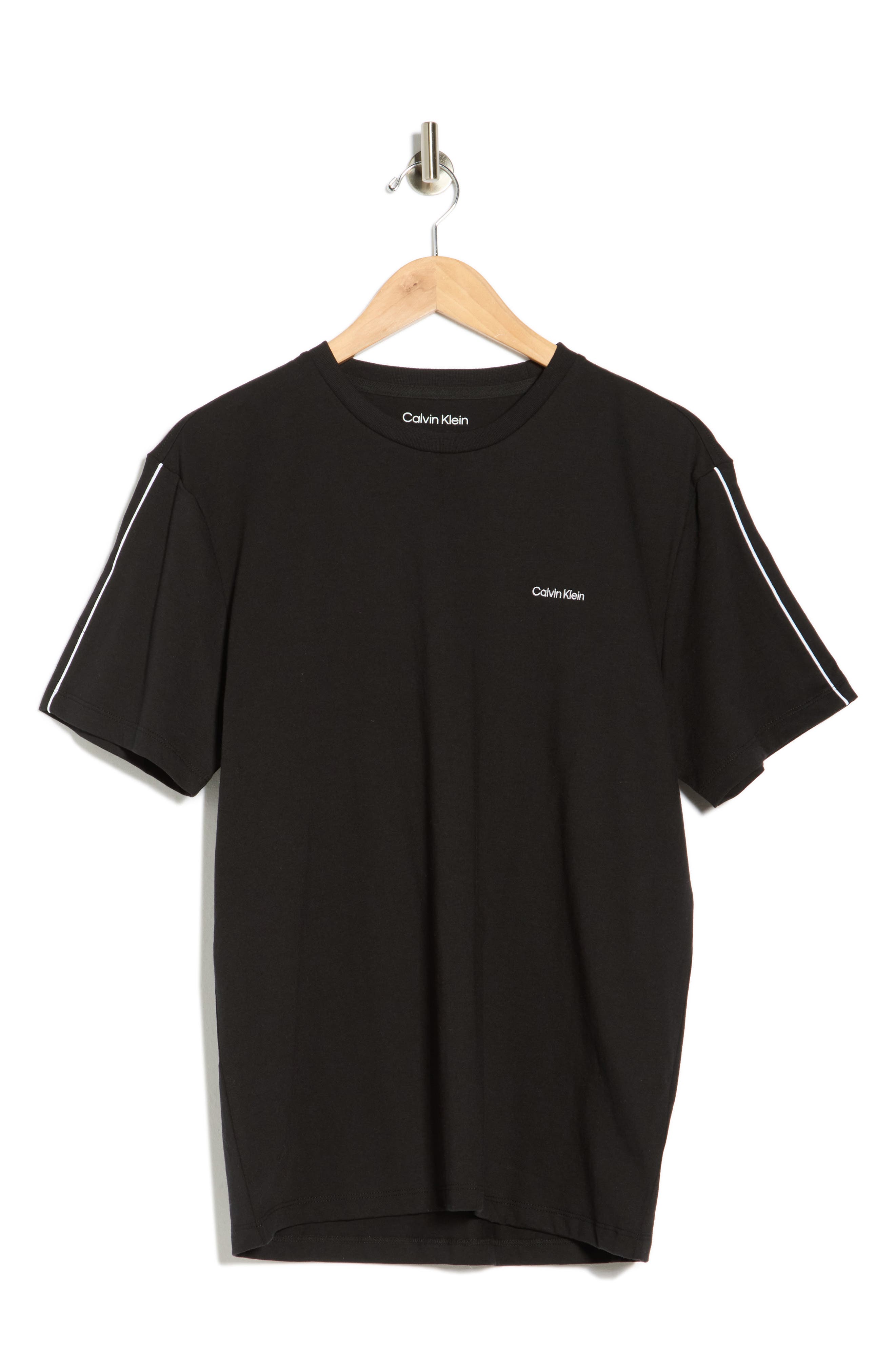 Calvin Klein Logo Piped Sleeve Cotton Graphic T-Shirt