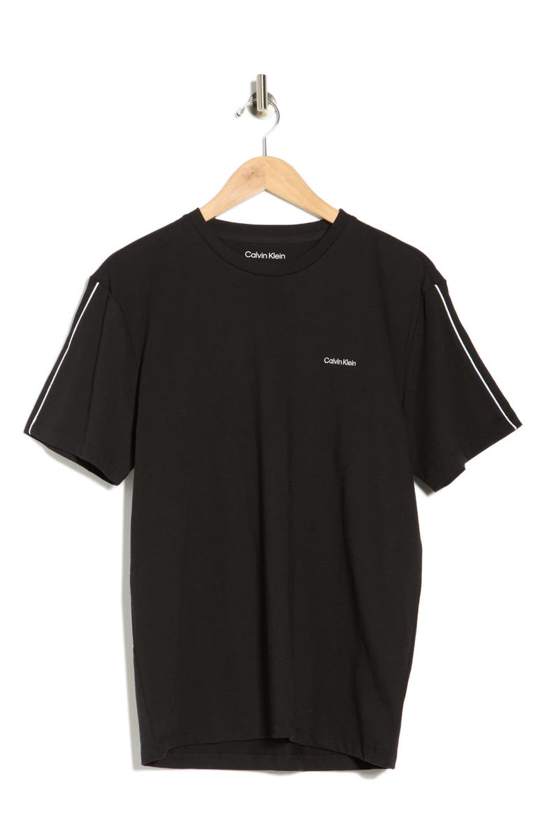 Calvin Klein Logo Piped Sleeve Cotton Graphic T-Shirt, Alternate, color, Black