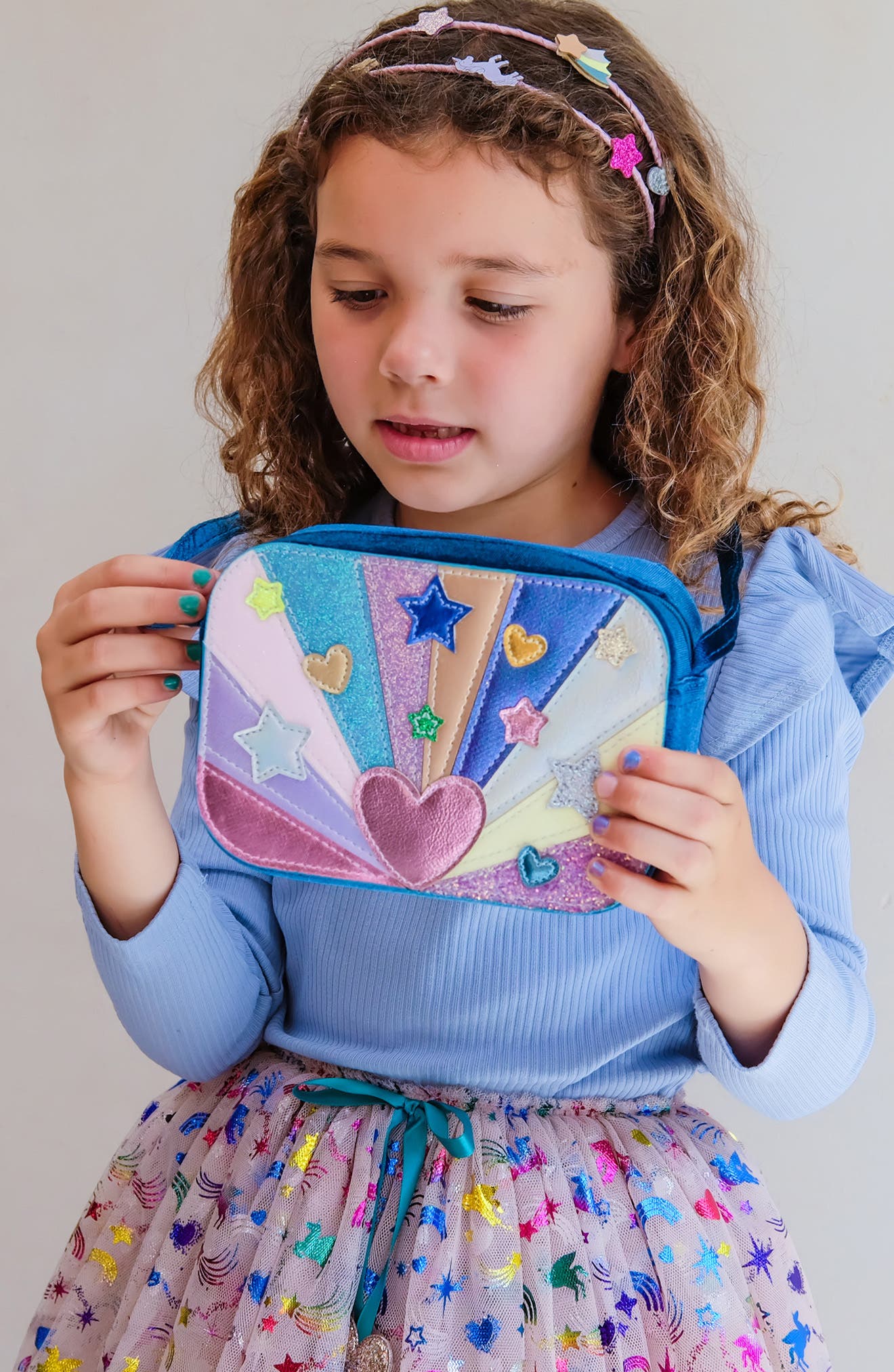 Kids' Heartburst Crossbody Bag, Alternate, color, BRIGHT BLUE