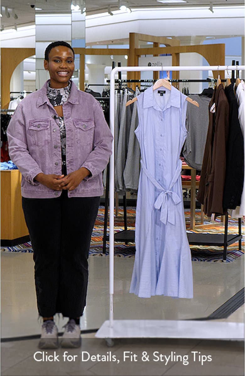 Pinstripe Button-Up Midi Shirtdress, sales video thumbnail
