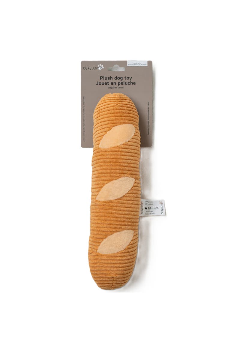 Baguette Squeak & Crinkle Plushie Dog Toy, Main, color, Brown