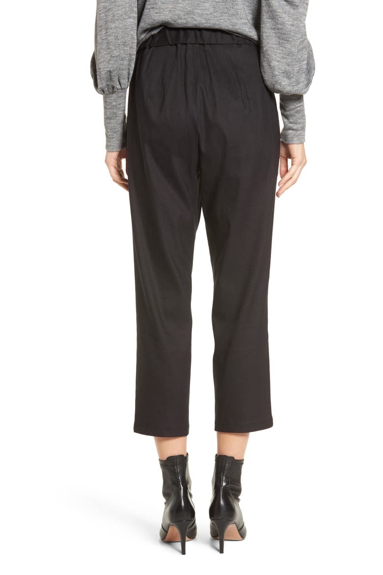Pleat Front Crop Pants, Alternate, color, BLACK
