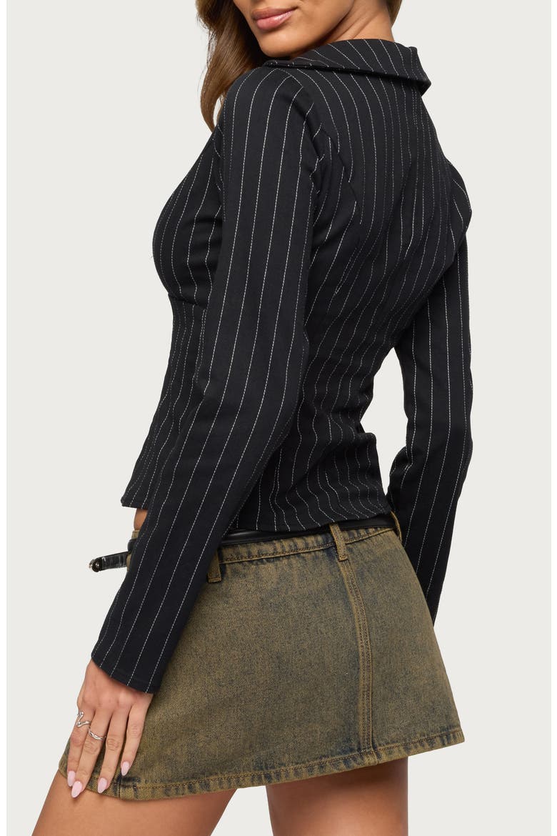 Araceli Tailored Pinstripe Shirt, Alternate, color, BLACK