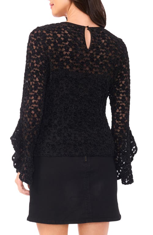 Vince Camuto Ruffle Sleeve Lace Top In Black