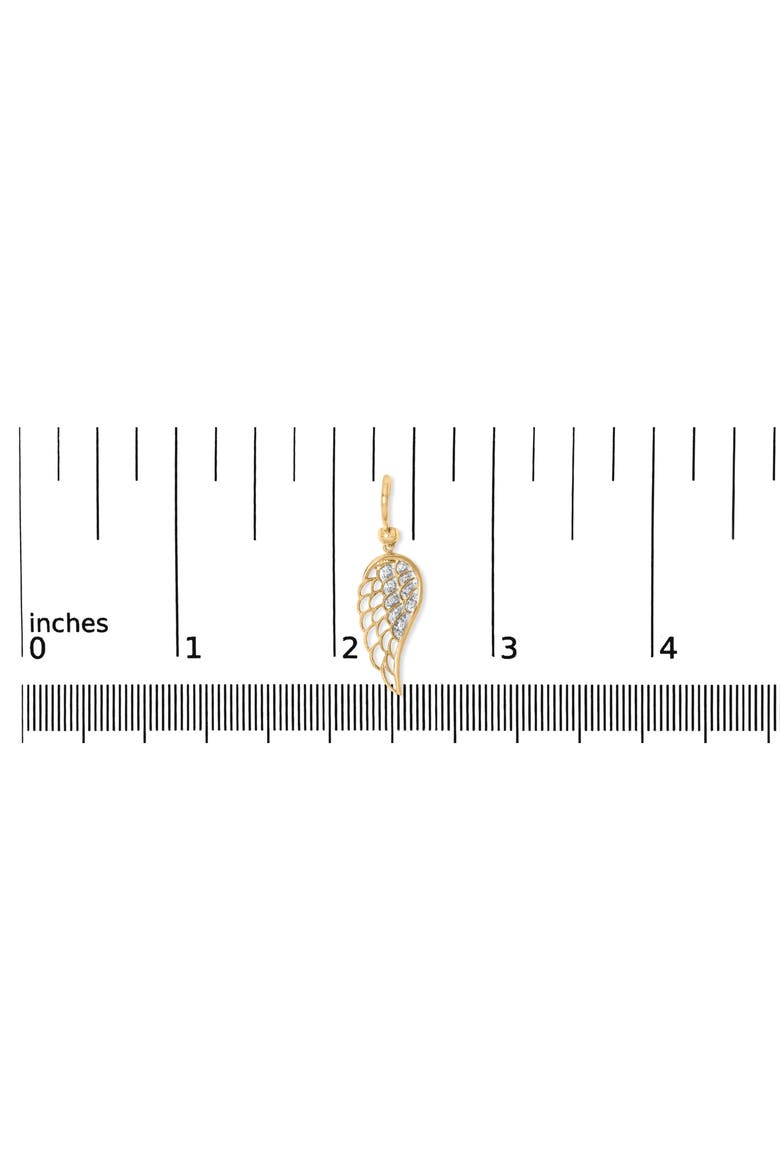 Gold Vermeil Diamond Accent Angel Wing Drop Earring, Alternate, color, Silver