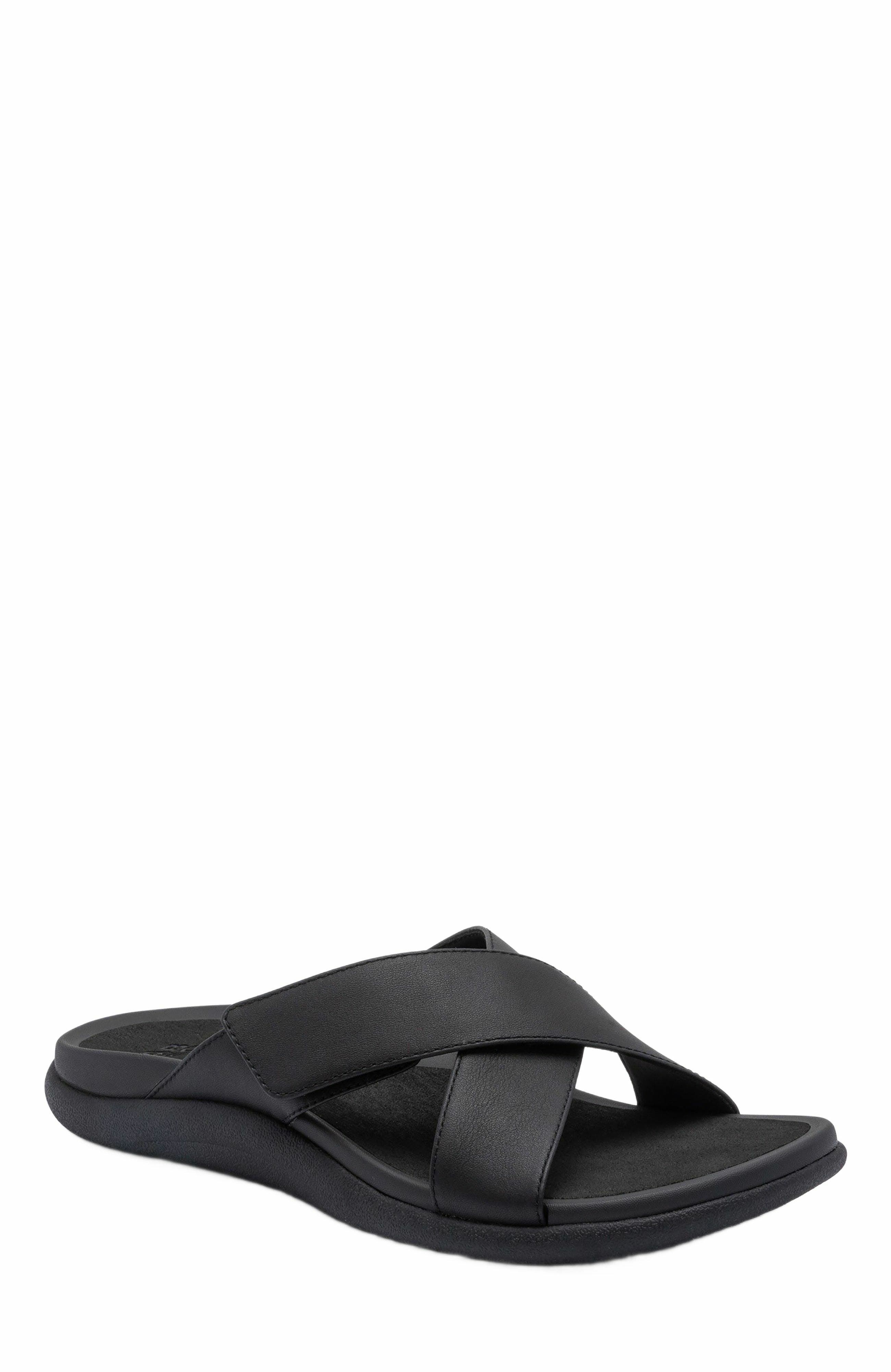 ABEO Laguna Slide, Main, color, Black Leather - Regular