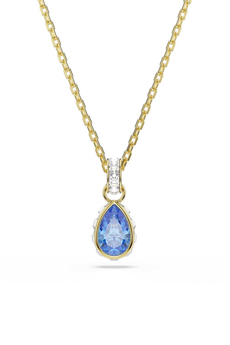 Chroma 23k Gold Plated Crystal & Cubic Zirconia Pendant Necklace, Main, color, BLUE WITH GOLD