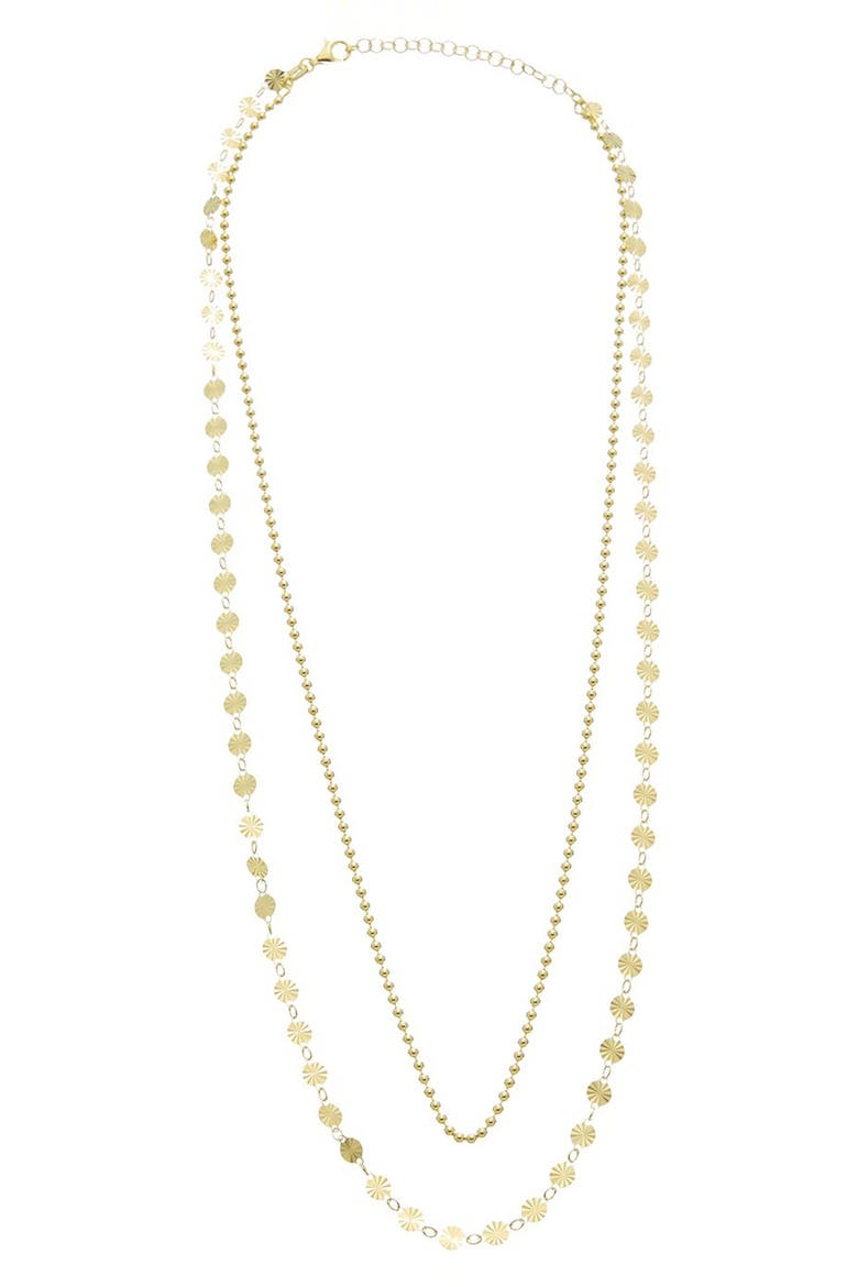 Multi Strand Beaded and Disc Necklace, Main, color, YELLOW