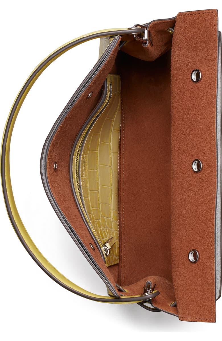 Tory Burch Lee Radziwill Croc Embossed Leather Tote, Alternate, color, Yellow Sky