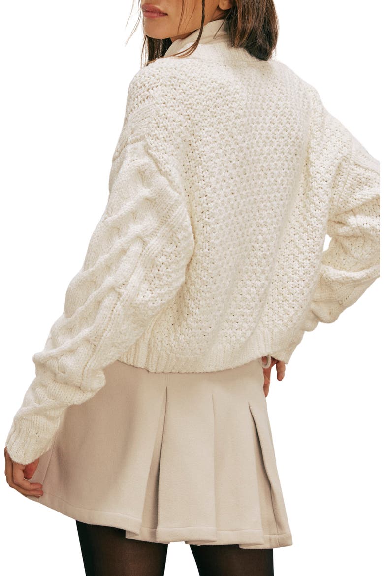Bonfire Cable Knit Cardigan, Alternate, color, OPTIC WHITE