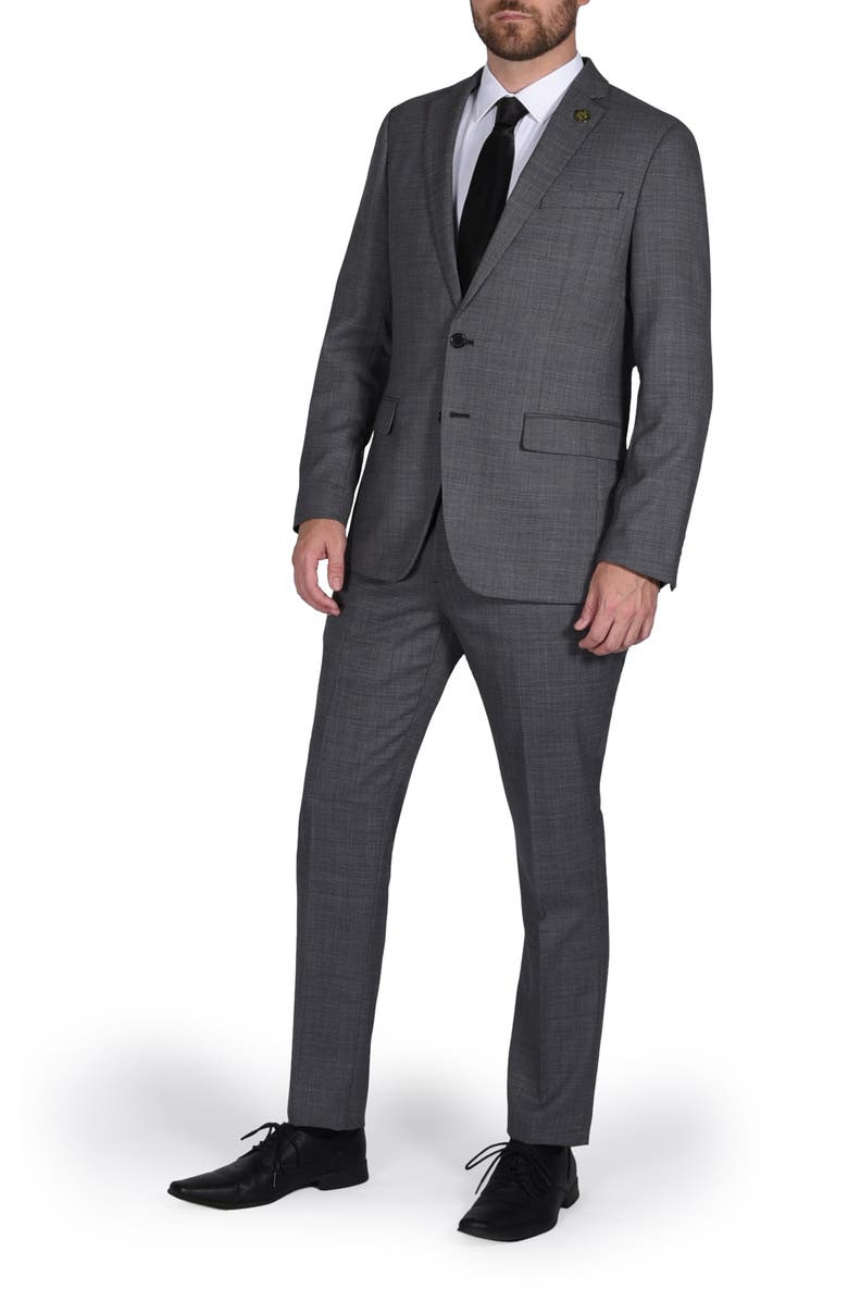 CRICKETEER Birdseye Slim Fit Wool Blend Suit, Main, color, Grey