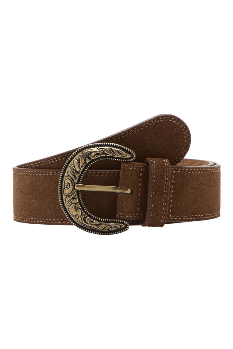Suede Effect Belt, Main, color, BROWN