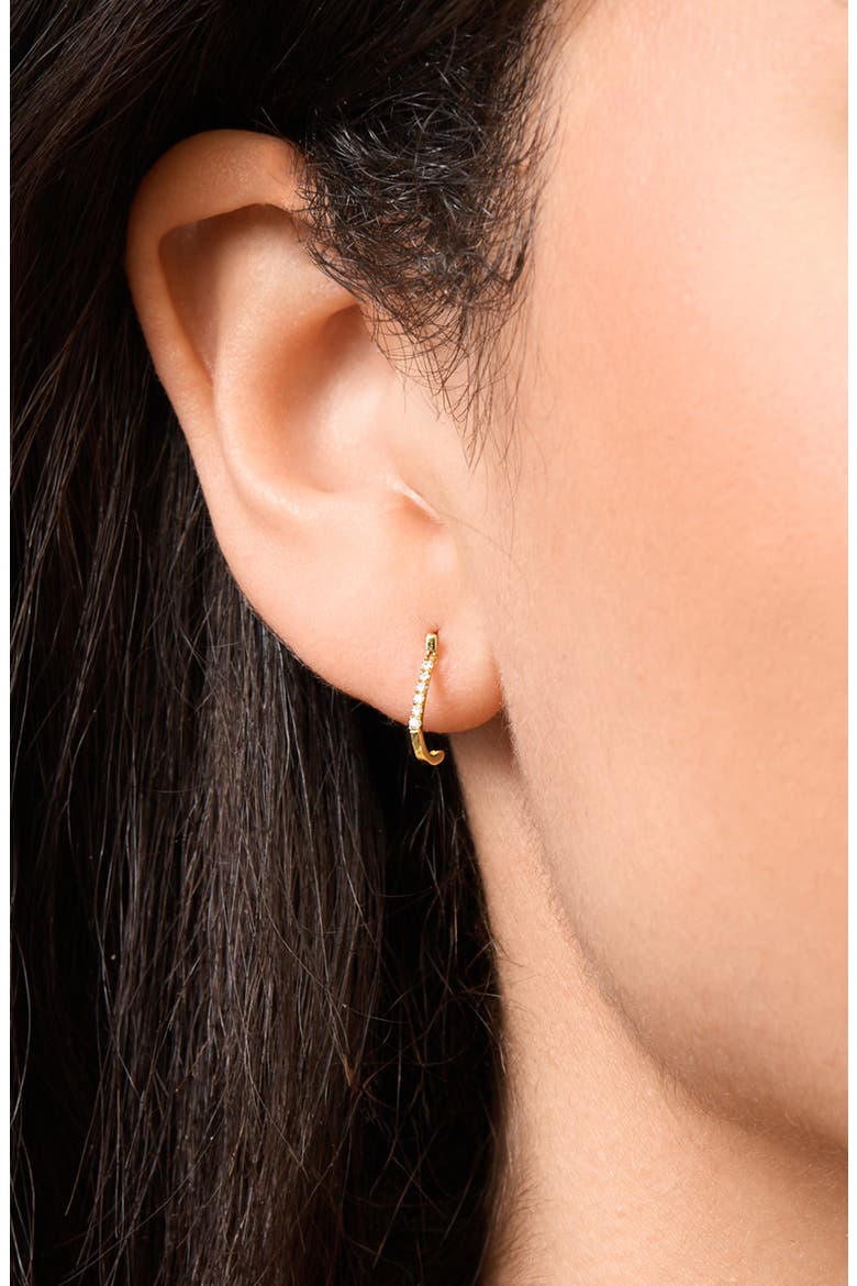 Diamond J-Hoop Earrings, Alternate, color, 18K YELLOW GOLD