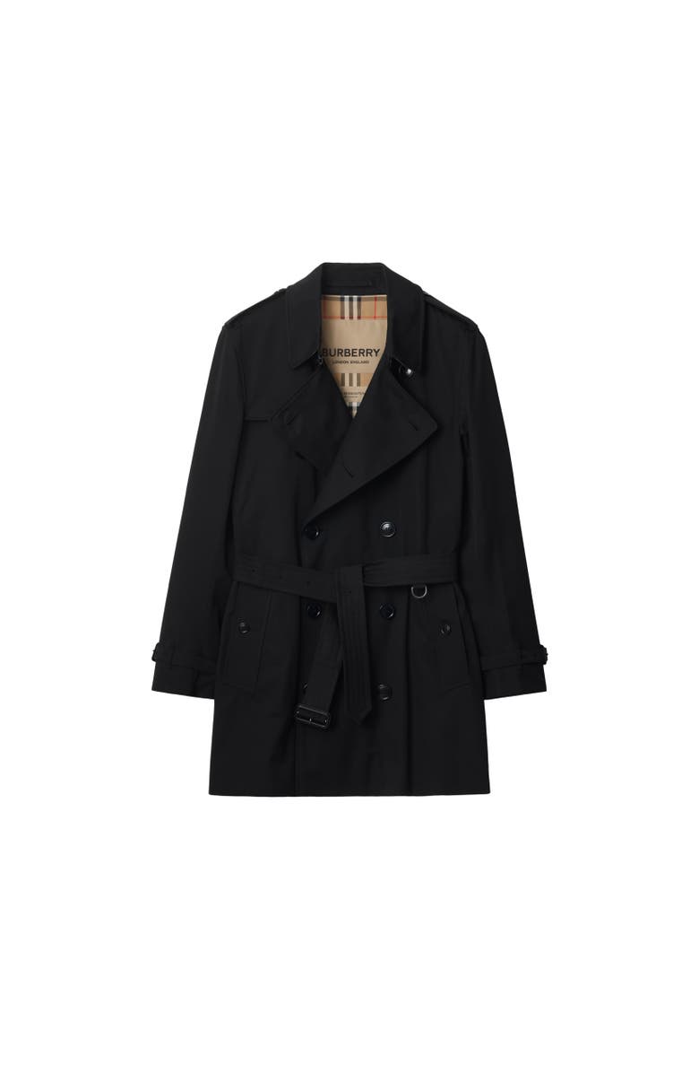 Burberry Short Kensington Heritage Trench Coat, Alternate, color, Black/ Tan