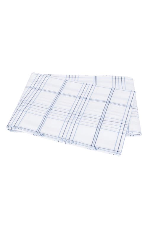 Matouk August Plaid 500 Thread Count Flat Sheet In Blue