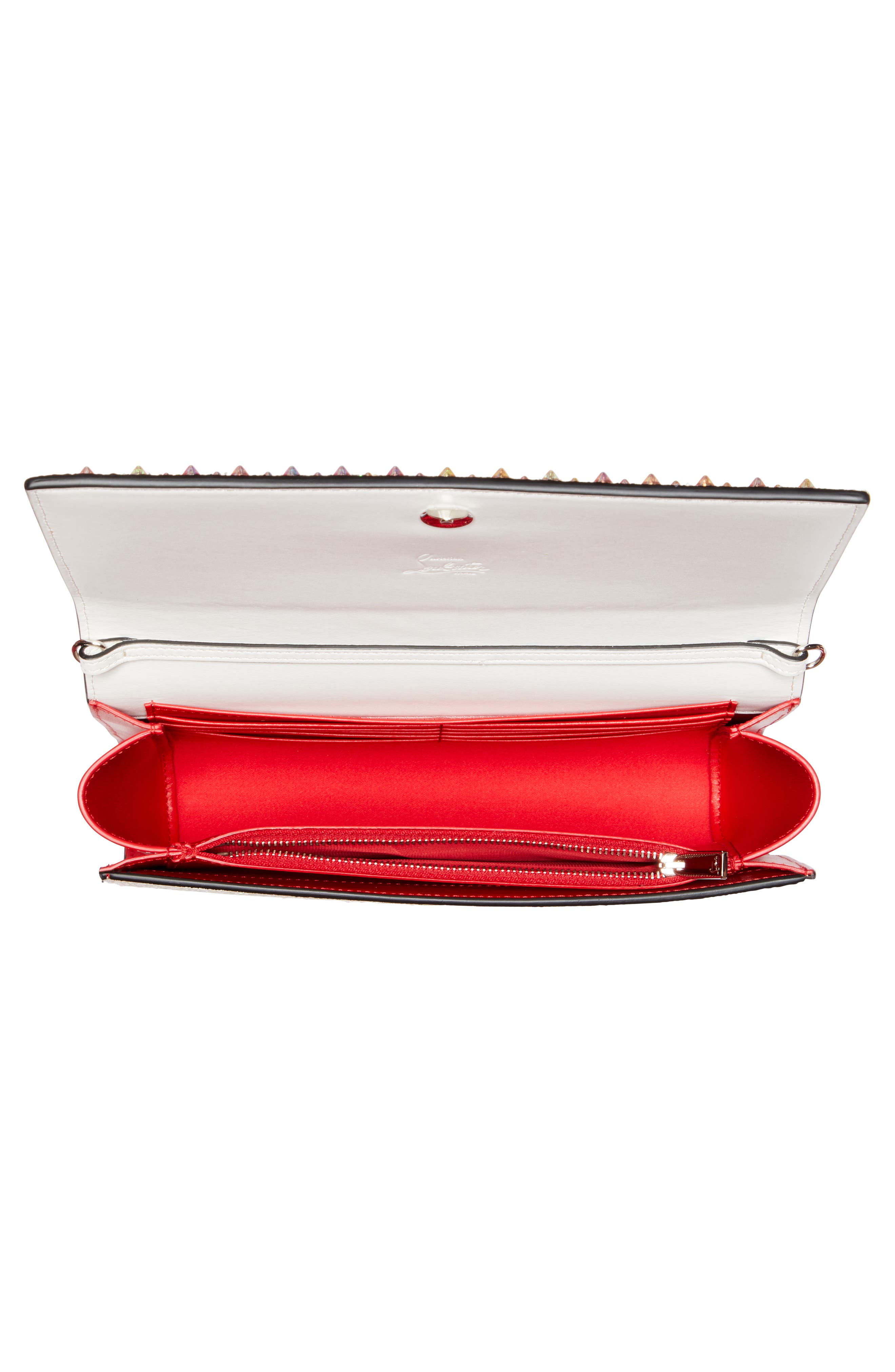 Christian Louboutin Paloma Glitter Spike Leather Clutch, Alternate, color, 