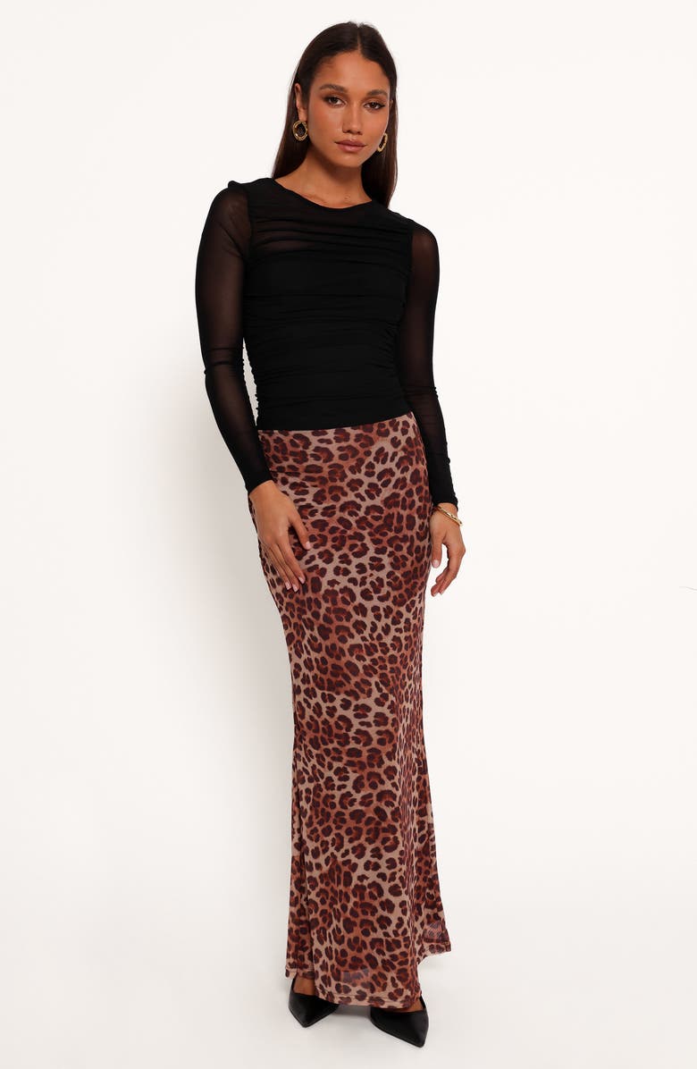 Petal & Pup Cici Leopard Print Mesh Maxi Skirt, Alternate, color, Leopard