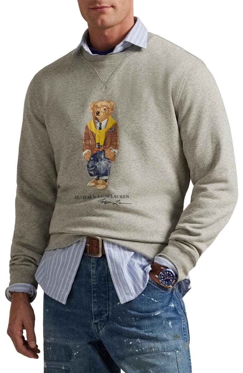Polo Ralph Lauren Polo Bear Graphic Sweatshirt, Main, color, Loft Heather/ Heritage Bear
