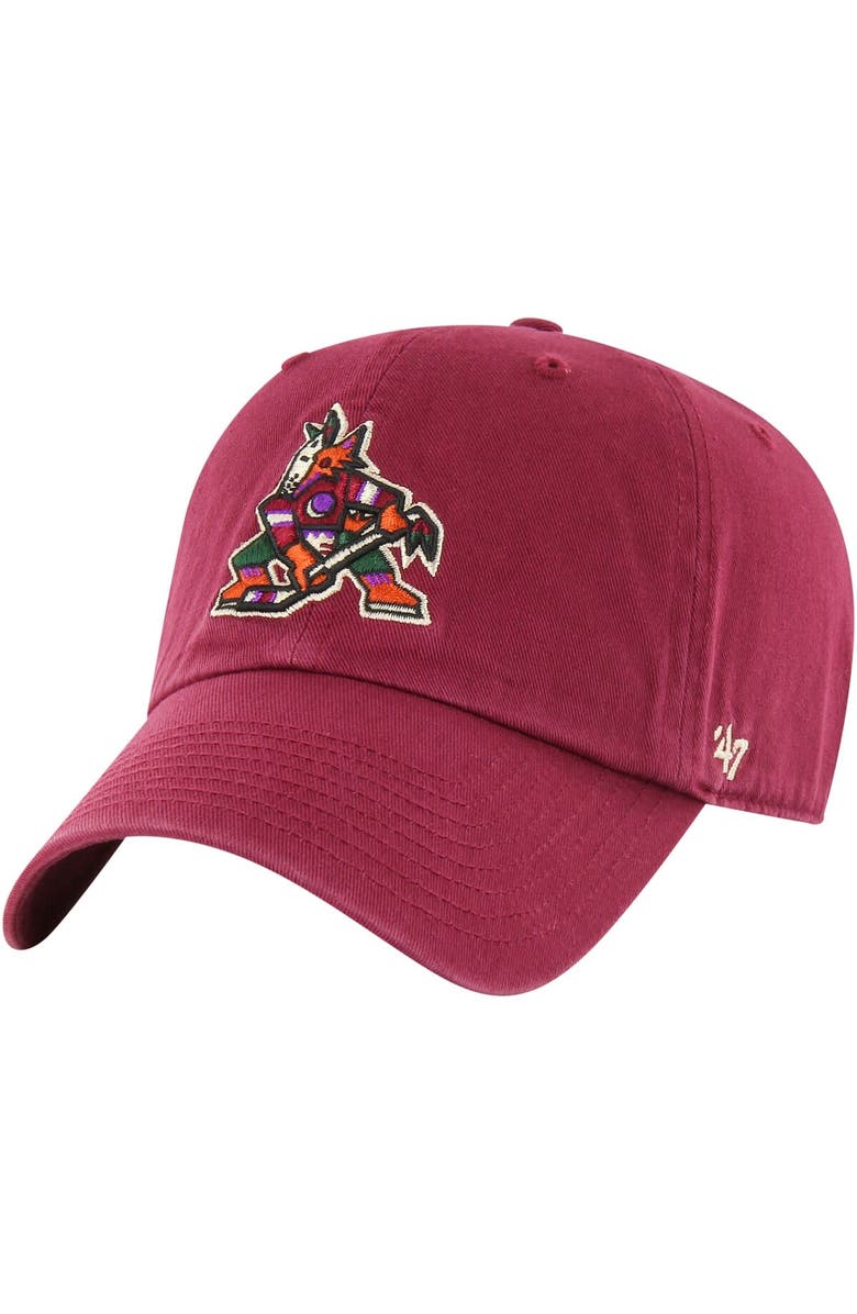 '47 Men's '47 Garnet Arizona Coyotes Core Logo Clean Up Adjustable Hat, Main, color,