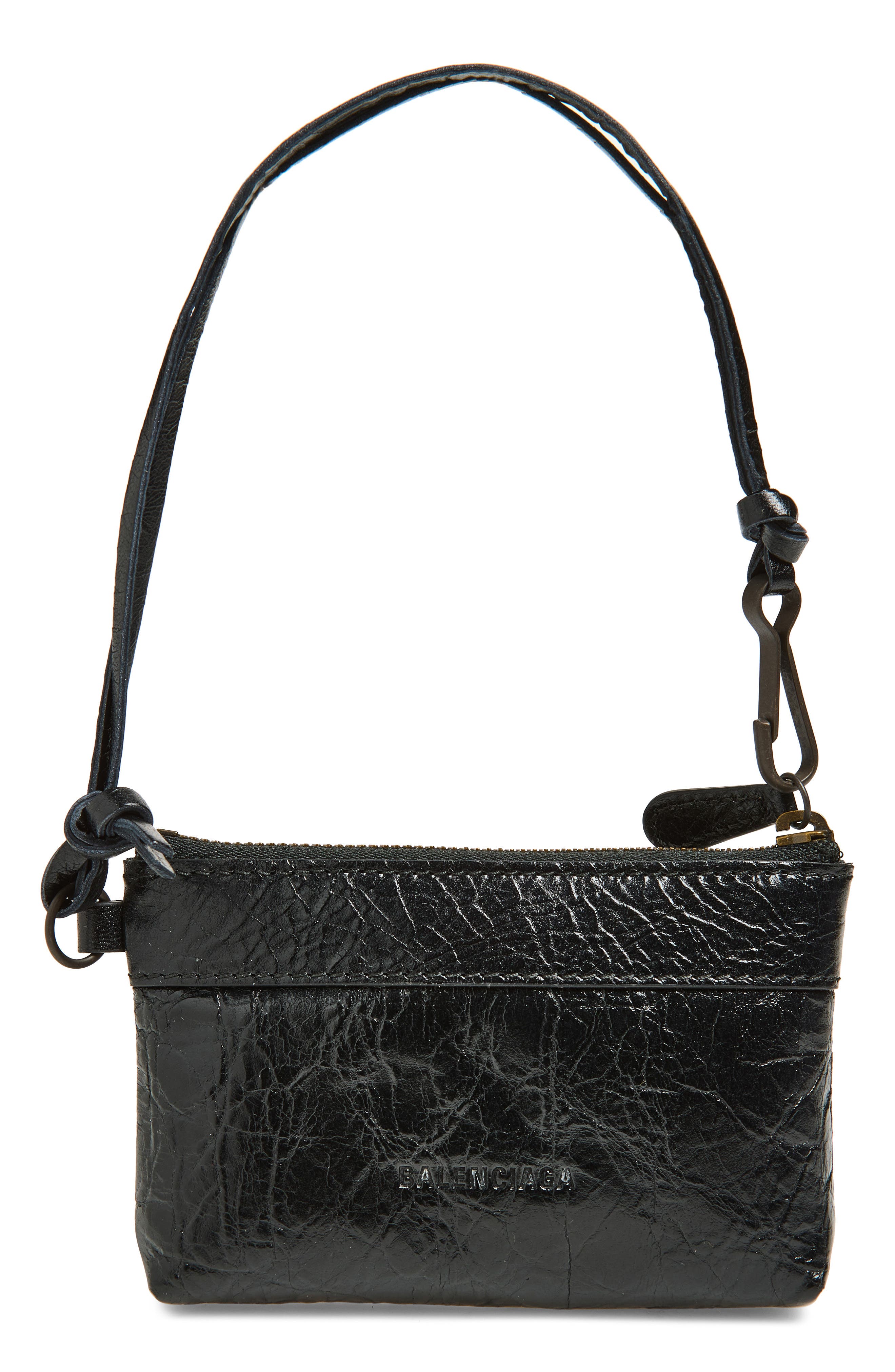 Balenciaga Le City Zip Pouch Leather Shoulder Bag, Alternate, color, 1000 Black