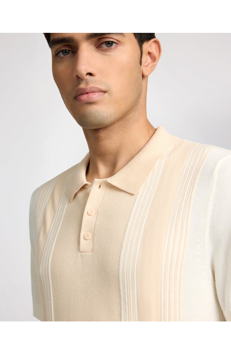 Onia Cotton Knit Short Sleeve Polo, Alternate, color, Natural/Egret
