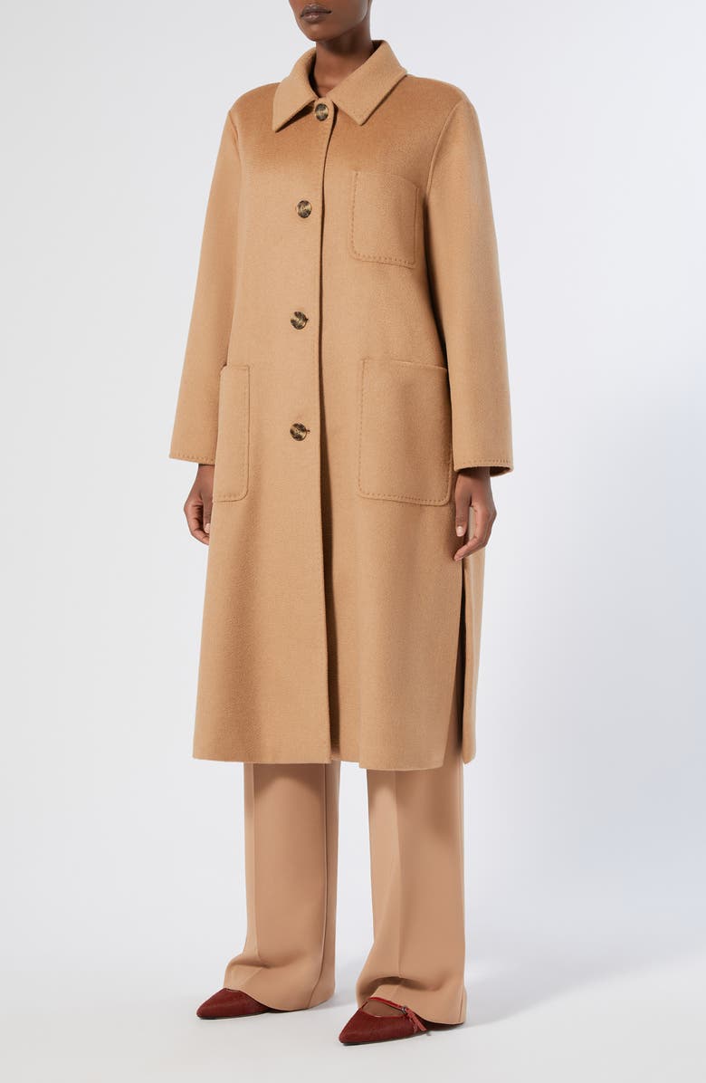 Marina Rinaldi Volto Virgin Wool Coat, Main, color, Camel