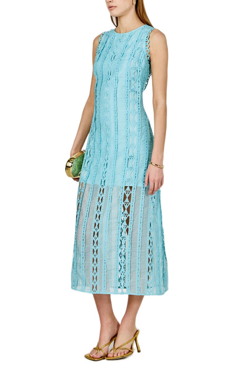 Endless Rose Lace Overlay Midi Dress, Alternate, color, Sky Blue