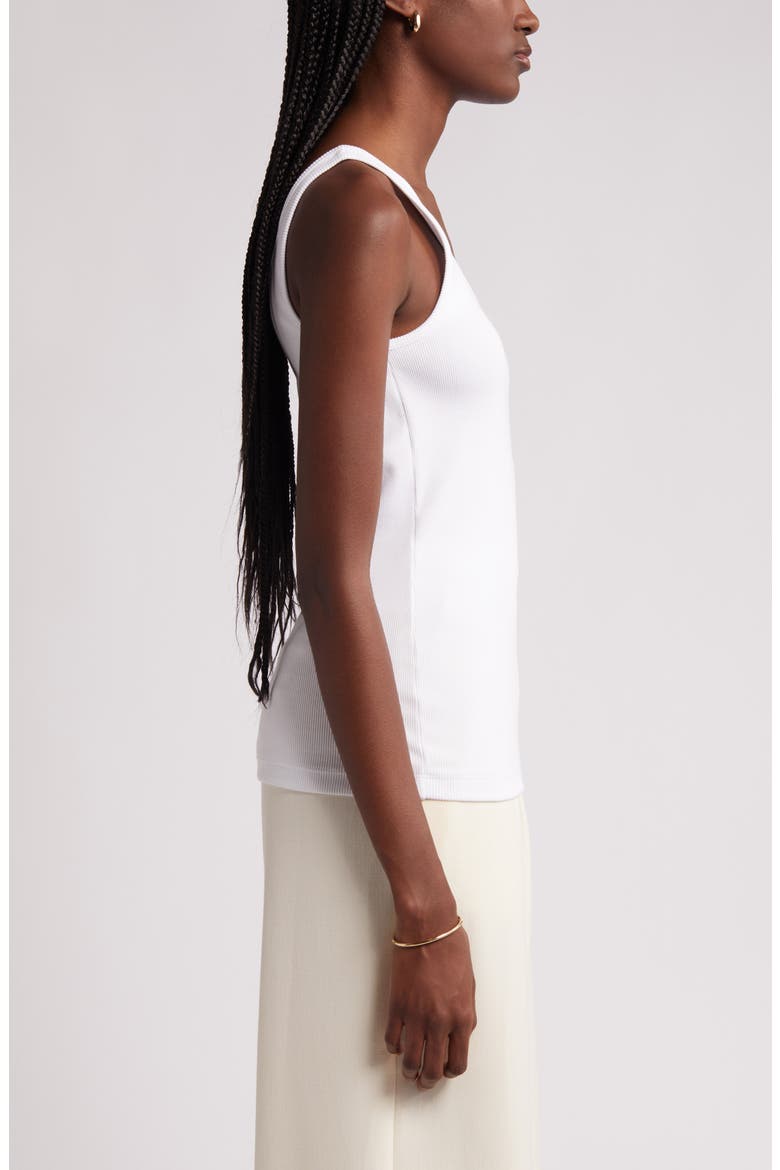 Rib Scoop Neck Cotton Tank, Alternate, color, WHITE