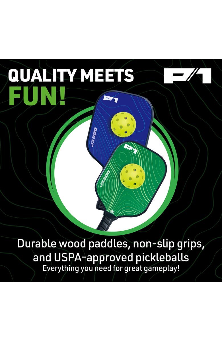 Do-U-Play P1 Pickleball Starter Kit, Green & Blue, With Carry Bag, Family Game, Alternate, color, Multicolored