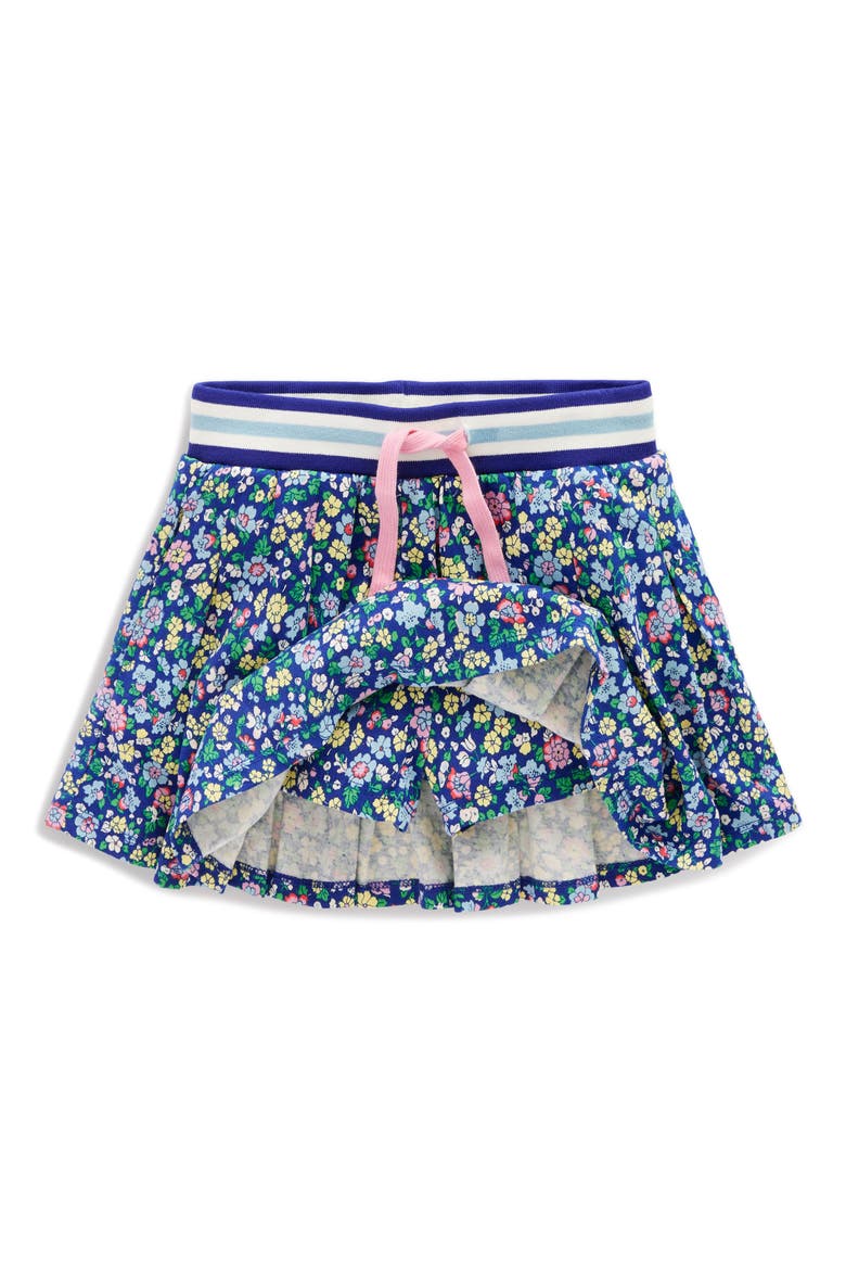 Kids' Floral Pleated Cotton Skort, Alternate, color, SAPPHIRE BLUE NAUTICAL FLORAL