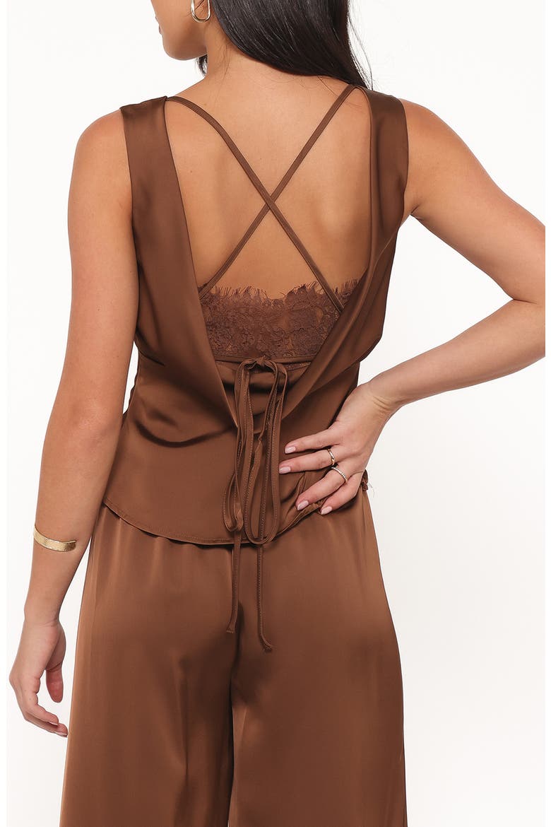 Wynn Strappy Cowl Back Satin Top, Alternate, color, CHOCOLATE