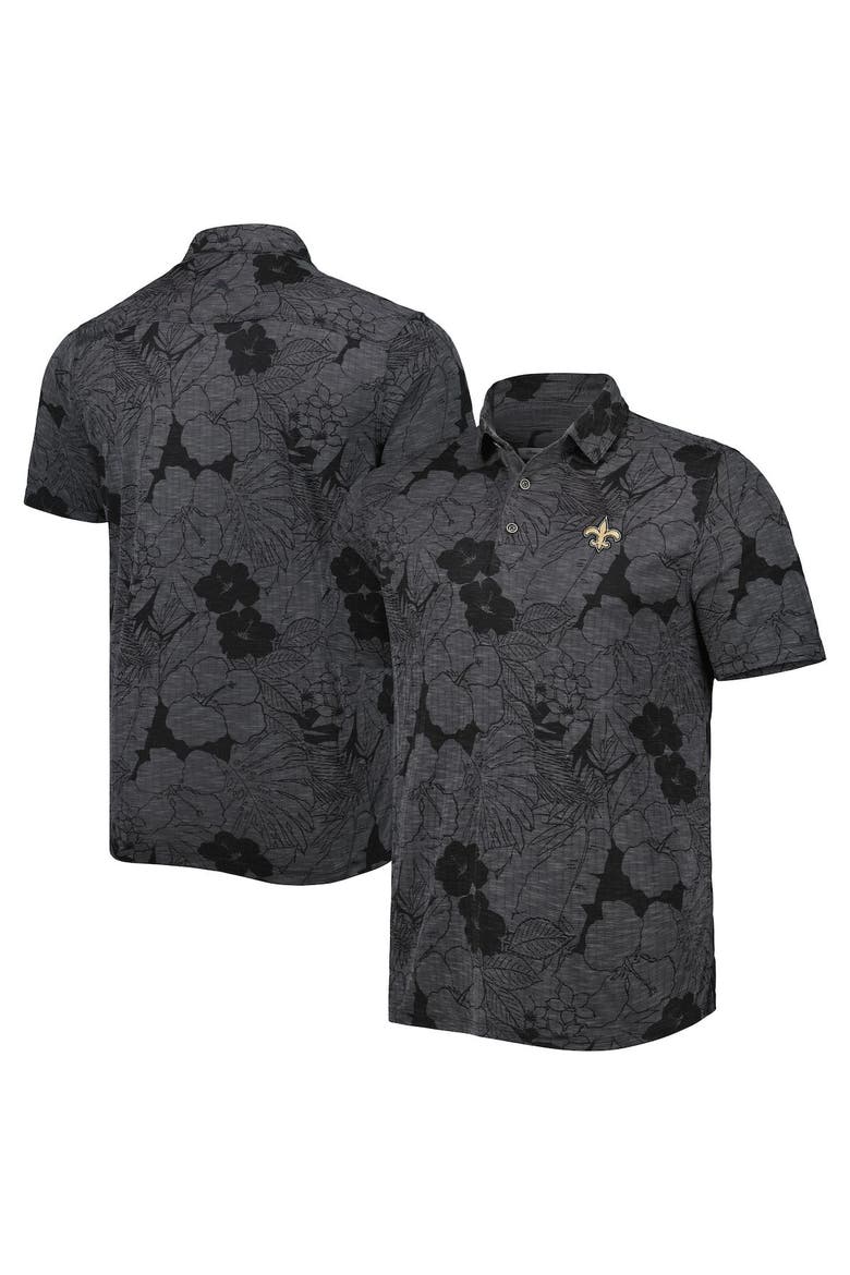Men's Tommy Bahama Black New Orleans Saints Miramar Blooms Polo, Main, color, Black