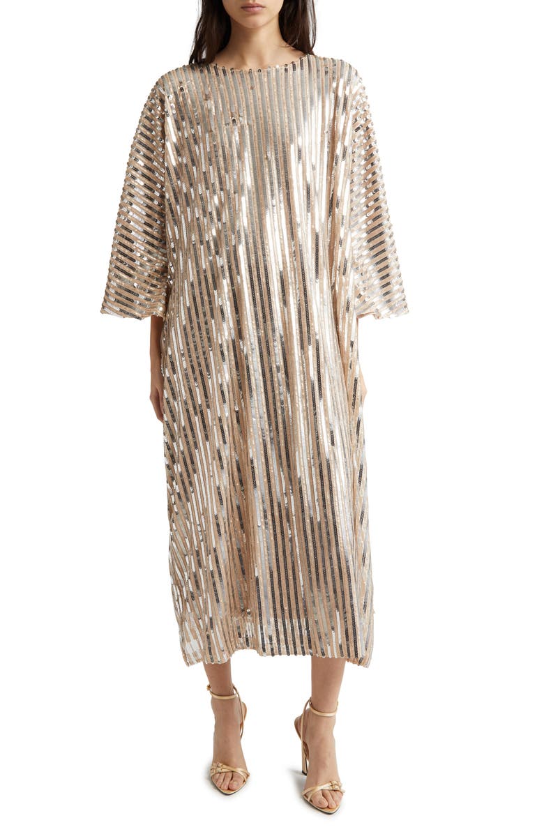 La Vie Style House Sequin Stripe Maxi Dress, Main, color,