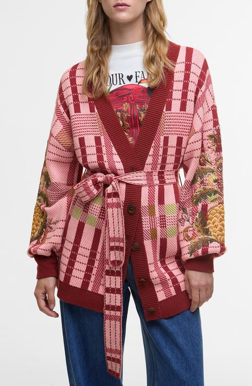 Barbour X Farm Rio Luisa Long Belted Cardigan In Multi