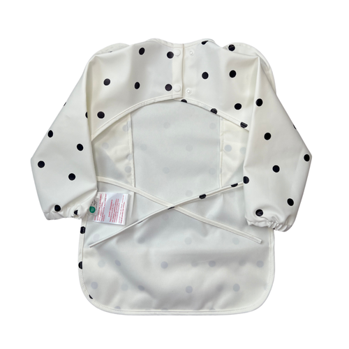 Neferland Classic Low-pocket Ruffle Long Sleeve Bib Smock In Polka Dot (6m-24m)
