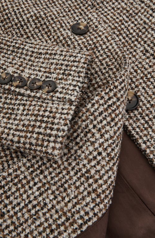Reiss Womens  Kai Houndstooth Check-pattern Wool-blend Coat In Brown Check