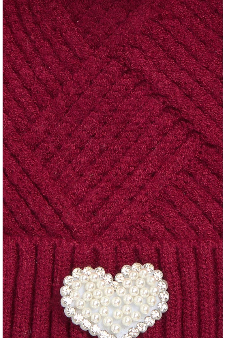 Kids' Basket Weave Beanie & Gloves Set, Alternate, color, BURGUNDY