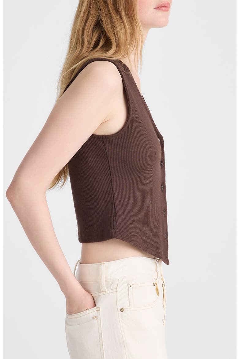 Rib V-Neck Vest, Alternate, color, DARK BROWN