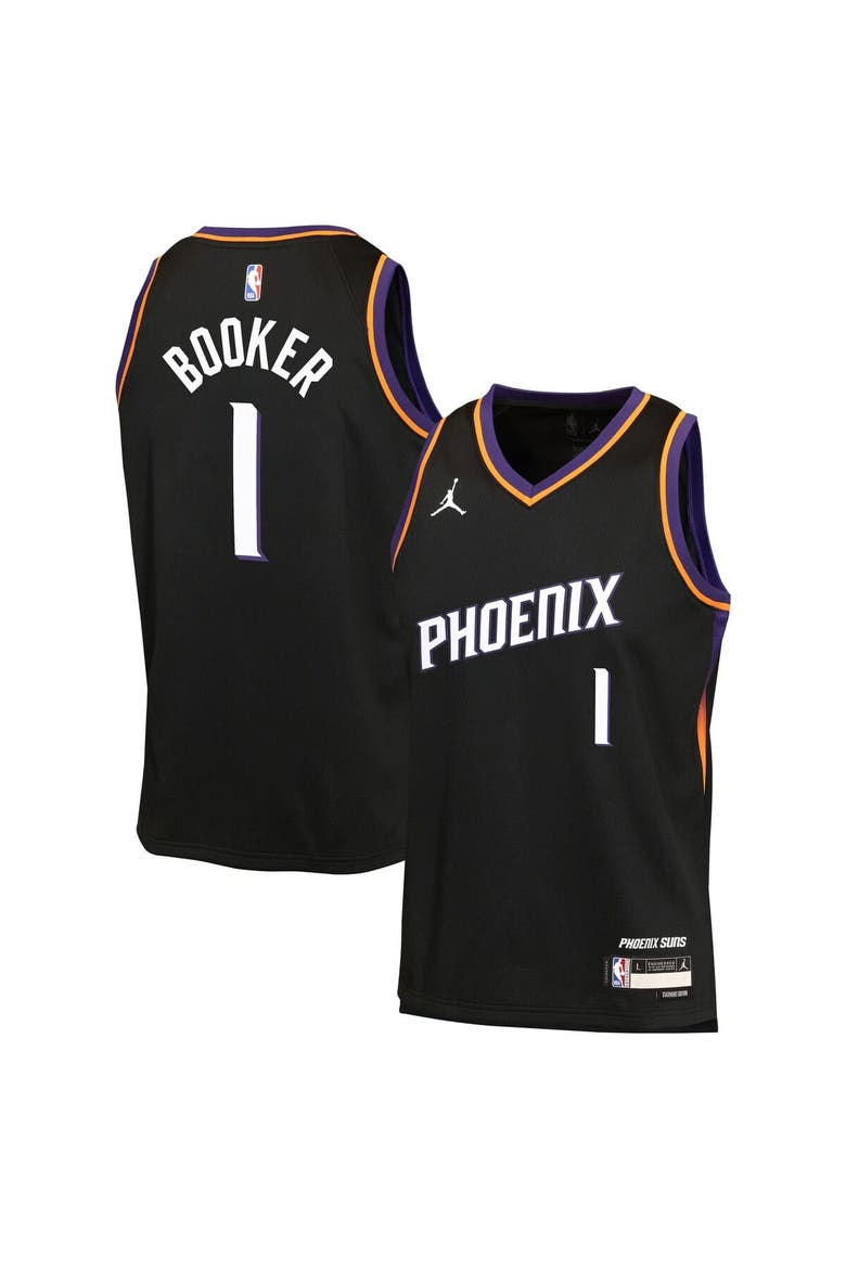 Youth Jordan Brand Devin Booker Black Phoenix Suns Swingman Jersey - Statement Edition, Main, color, Black