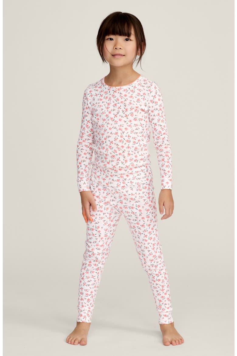 Pink Floral Pointelle Fitted Two-Piece Pajama Set, Alternate, color, PINK