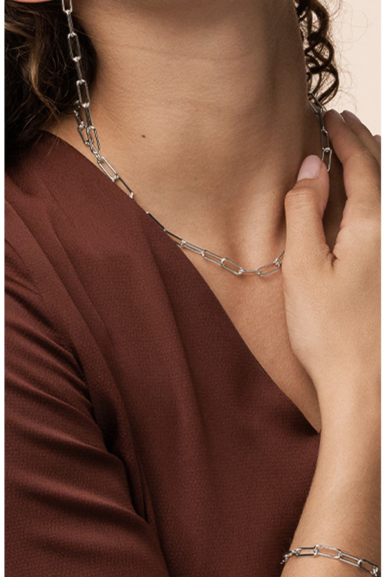 Sterling Silver 18k Gold Plated Amelia Chain Necklace Trendy Gift, Alternate, color, Silver